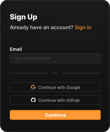 Social Sign in form