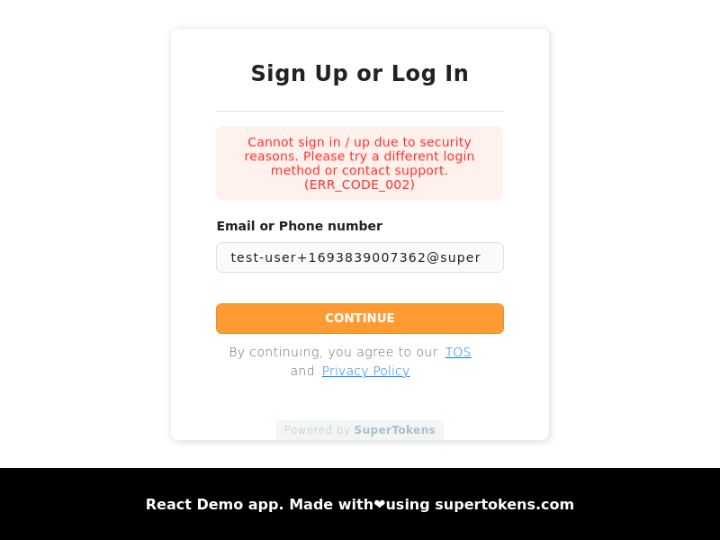pre-built UI screenshot showing error message for ERR_CODE_002.